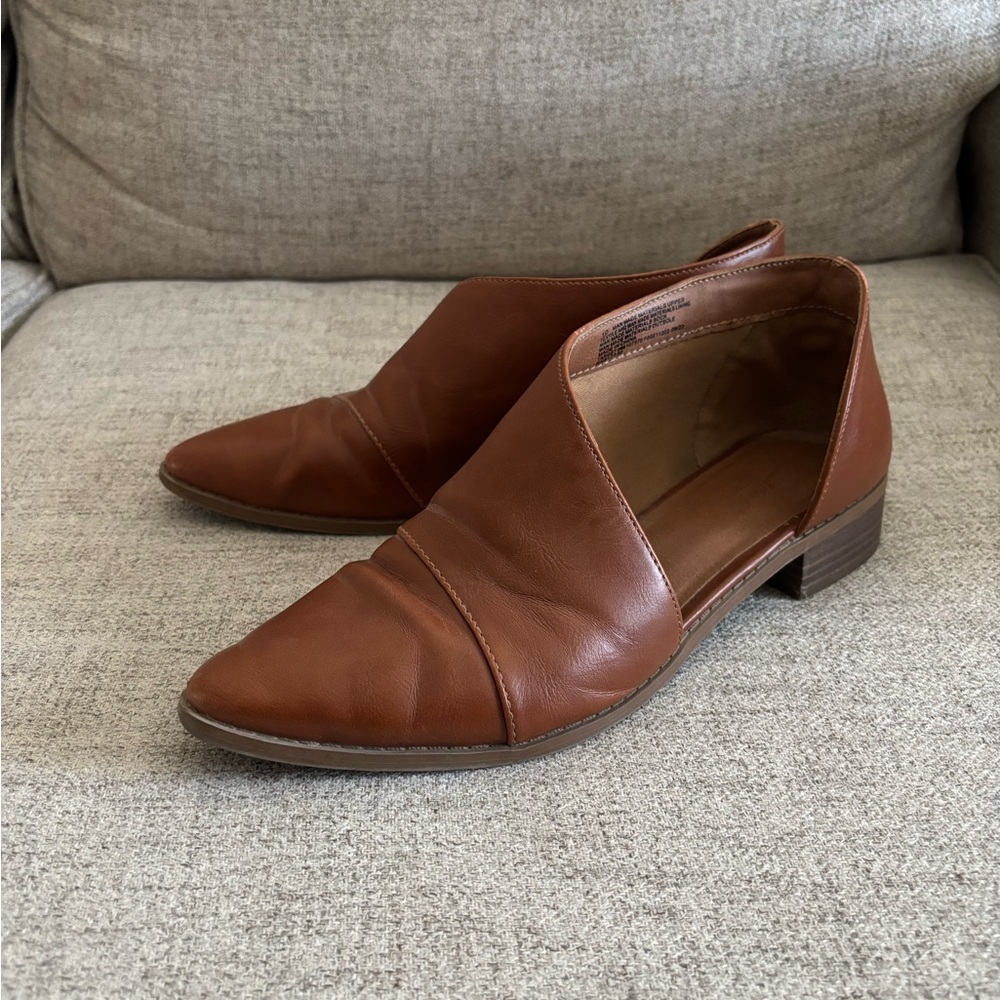 Brown leather cut out ankle bootie